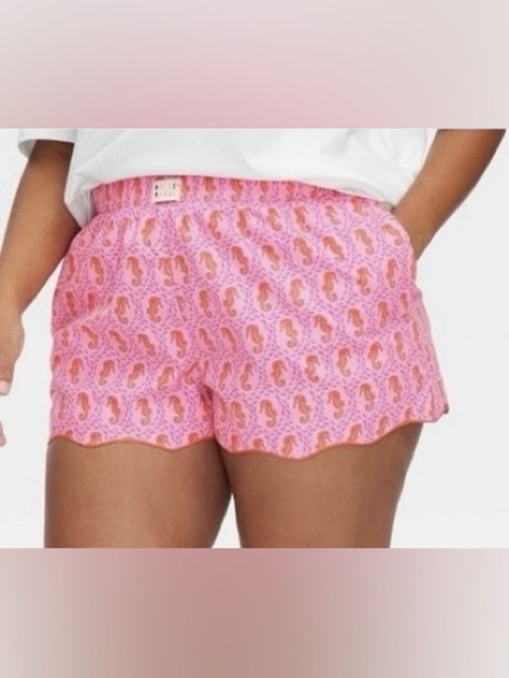 Roller Rabbit X Target Pink Seahorse Print Scallop Hem Shorts